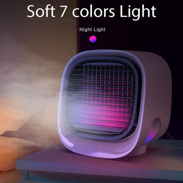 IC Ilmajäähdytin 4-in-1 tuuletin/ilmankostutin/ilmanpuhdistin LED-valolla, vaaleanpunainen