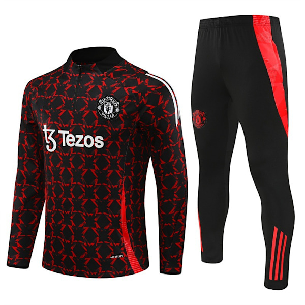 2425 sesong Real Madrid Marseille Atletico Manchester United Manchester City Portugal halv-trekk jersey drakt langarmet fotball treningsdrakt Red and black [camouflage] 14 yards