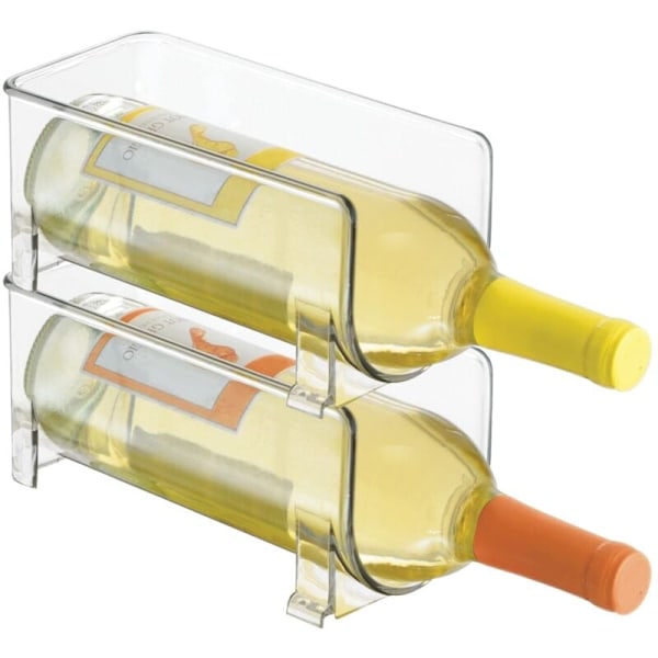 Vinställ (Set om 2) - Stapelbar flaskhållare i plast för vin, läsk eller andra dryckesflaskor - Modernt vinställ för 1 flaska - Transparent