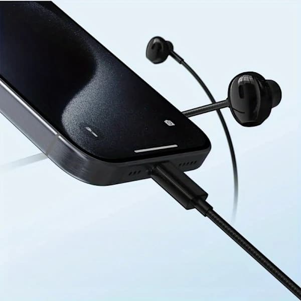 HiFi Wired In-Ear Headphones - Stereo, Volume Control, USB-C and 3.5mm Connection, Condenser Microphone Black Black