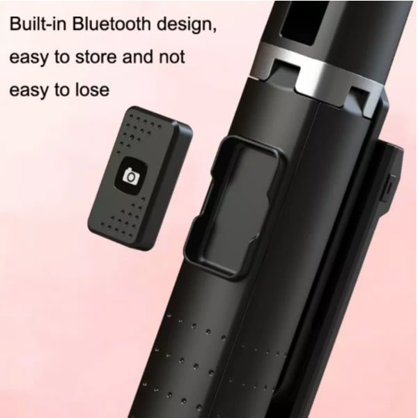 IC Mobilhållare Selfiestick med trådlös Bluetooth-fjärrkontroll Svart Svart