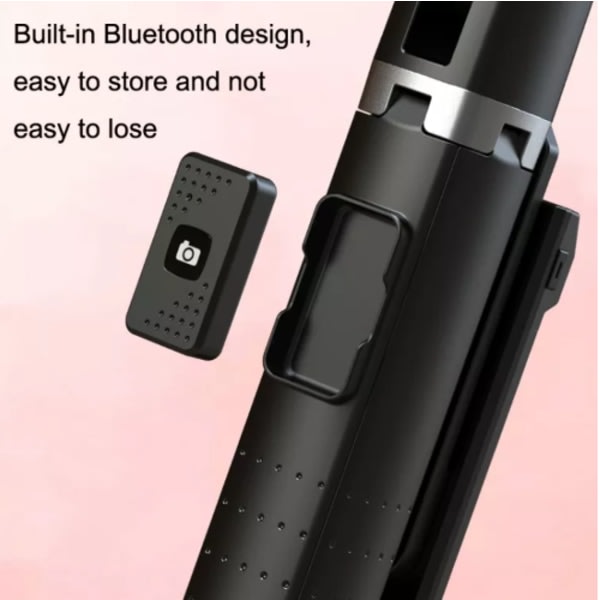 IC Mobilstativ selfiestick med trådlös Bluetooth-fjärrkontroll Svart Svart