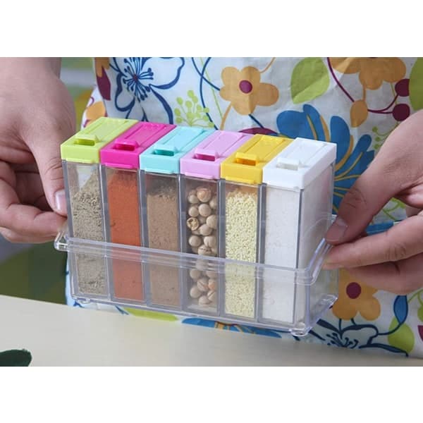 6 Kryddburkar, Salt- och Pepparshaker i Plast med Lock, Transparent