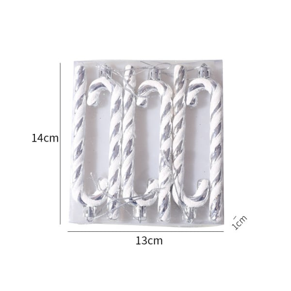 6 st julgransdekorationer 16 cm silver