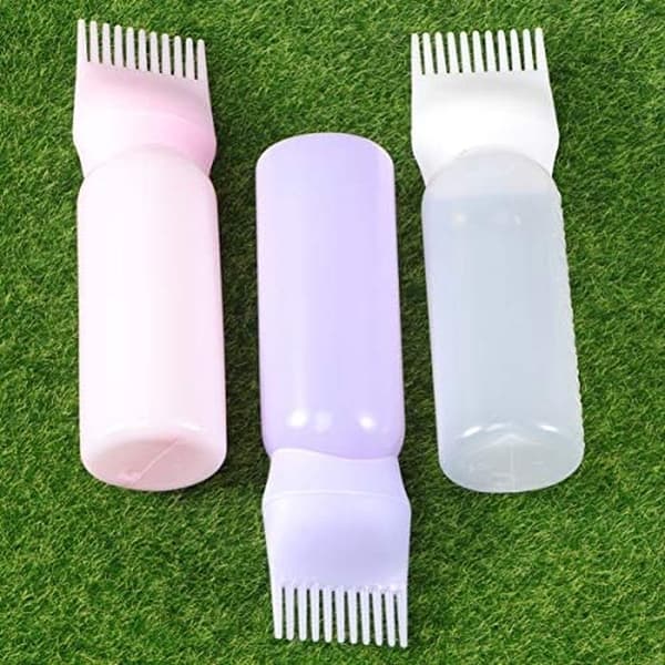 3-pack - Vit - Lila - Rosa - Applikatorflaskor - Hårfärgning - Påfyllningsbara - Plastflaskor - Hårfärgsflaskor - med - Skala