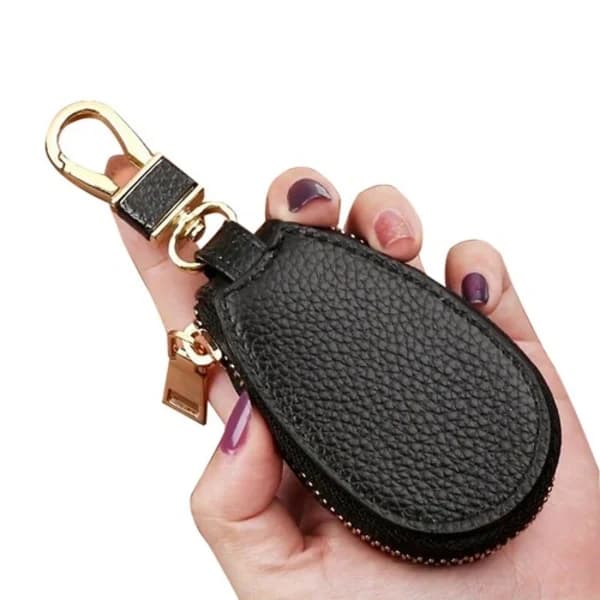 Bilnøgleholder Etui Læder Nøglering Pung Taske Beskyttelse Passer til Alle Biler Sort Black
