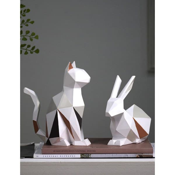 IC Kattstaty Geometrisk Figur Dekoration Polyresin Konst Presenter 7,3 tum