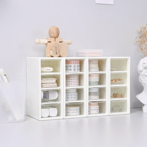 IC Desktop Kosmetisk Förvaringslåda 4 Lådor Case Smal