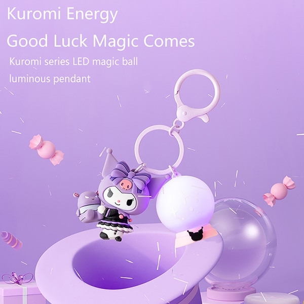 Kuromi Magic Ball -piirretty avaimenperä LED-valoisa PVC-avaimenperä