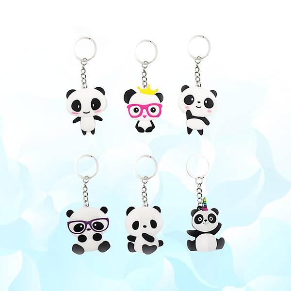 6st bedårande pandaformad nyckelring eativ pvc-nyckelring fashionabel gåva hängande prydnad för barn födelsedagsfest Present IC