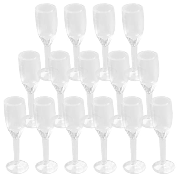 20 st Simulerade Cocktailkoppar Miniatyr Vinglas Modell Dockhus Layout Liten Vinkopp Prop (2,3X0,7X0,7CM, Transparent)