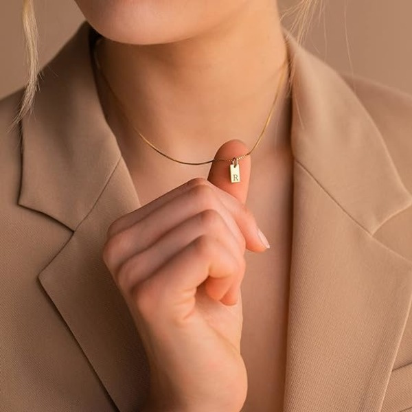 IC Initial Halsband för Kvinnor 14K Guldförgyllt Brevhalsband Snyggt Guldnamnshalsband Personligt Initial Tag Hängande Halsband
