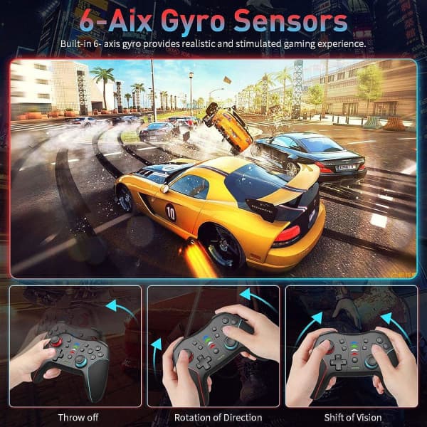 IC Trådløs Controller til Switch/Switch Lite, RegeMoudal Wireless Pro Controller Switch Fjernbetjening Spilkonsoll Joystick (Sort)