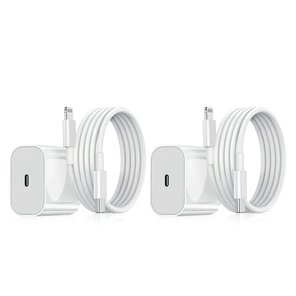 iPhone Lader - Hurtiglader - Adapter + Kabel 20W USB-C 2Pcs