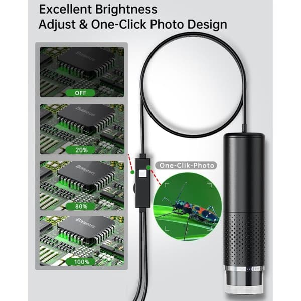 USB Mikroskop 1080P HD 10-200X med 8 LED Kompatibel med iPhone Android Tablet iOS
