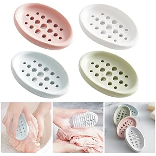 11.4x7.5x1.7CM Flexible Silicone Soap Dish for Bathroom