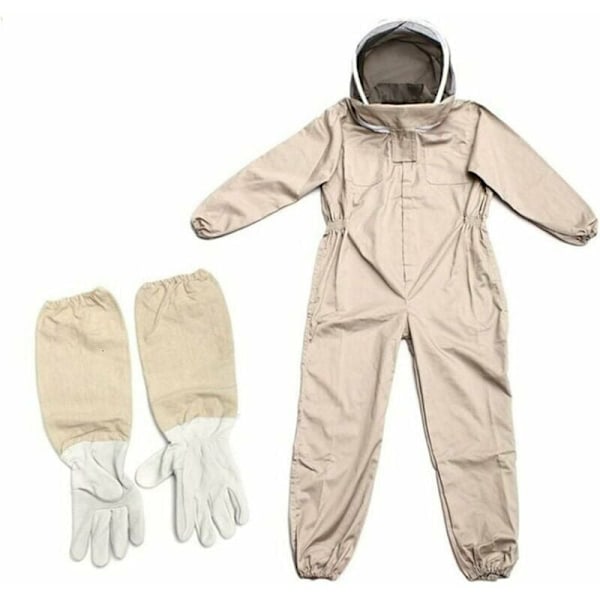 Biavlerdragt med handsker, naturlig bomulds biavlerdragt med fægteslør unisex (XL)..DEBUNS
