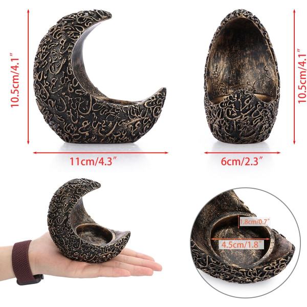 IC Sett med 2 Måneljusholdere Resin Moon Varmlys Holder Elegante Moon Lysestakeholdere, Dekorative Moon Votive Lysestativ Antikke