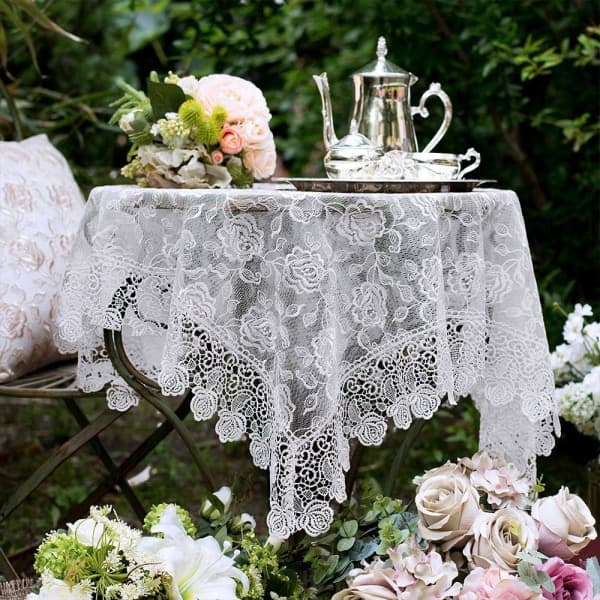 IC Rektangel liten bordsduk Spets Macrame Vintage duk