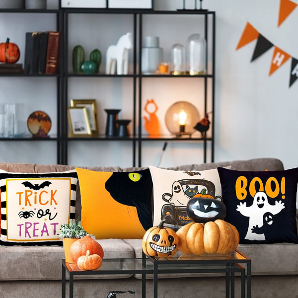 IC Halloween case Set med 4 Halloween case dekorativt Chat Noir