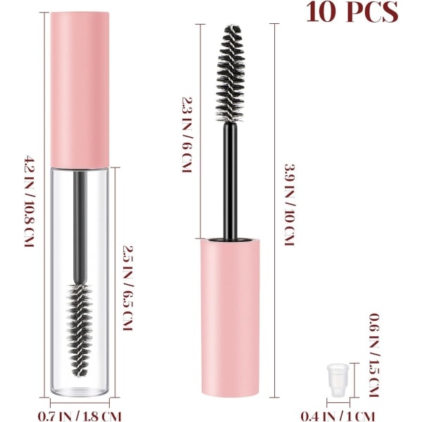 10 kpl Tom Mascara -putki ripsiharjalla Muovi Eyeliner -putki Säiliö Täytettävä (10 ml)