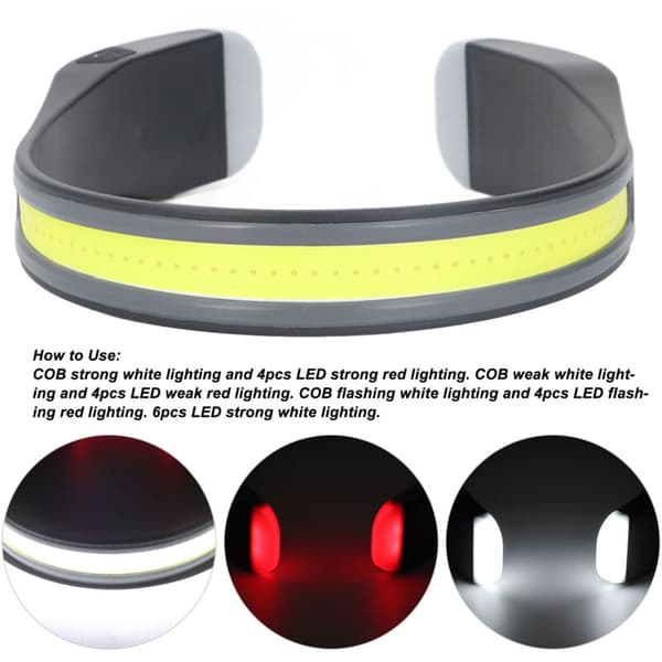 LED COB Hodelykt Oppladbar IPX4 Vanntett Hodelykt for Arbeid Jogging, DUBUNS