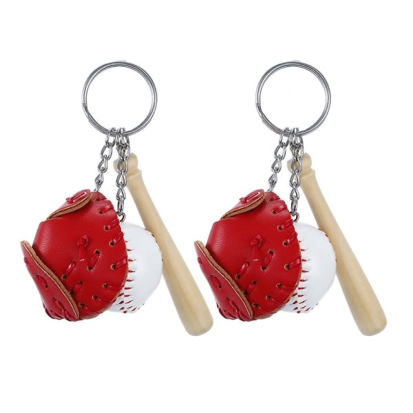 2 st Nyckelring Simulerad basebollträ-hänge Dekorativ nyckelring-väska Handväska (rød) (11*3,5 cm, rød) IC