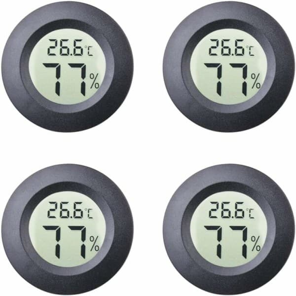 IC Indbygget Rund Digital Elektronisk Termometer og Hygrometer (Sort)
