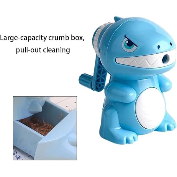 1 pc Pencil Sharpener, Manual Pencil Sharpener with Cartoon Dinosaur, Portable Pencil Sharpener for School (Blue)