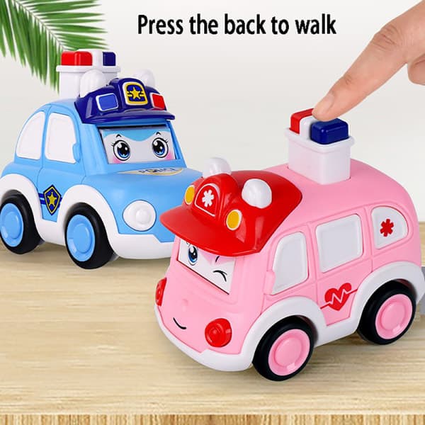 IC Børne Træghedslegetøj Minipoliti Bil Ambulance Børn Træk Tilbage Pink