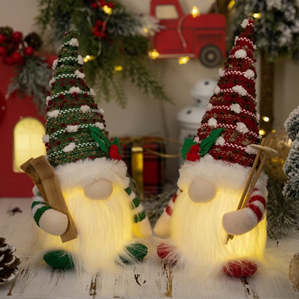 Juldocka Ljus Glödande Plysch Gnome GRÖN