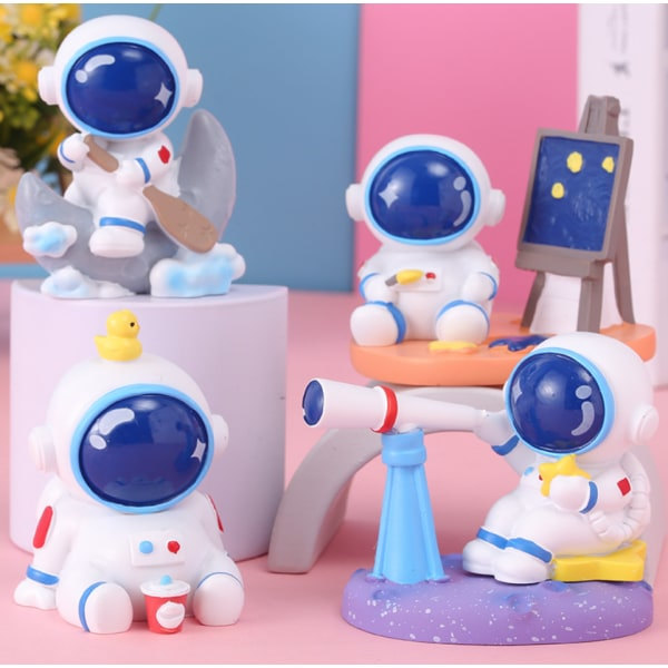 IC Happy Planet Blind Box Kreativ Rummandragt Astronaut Blind Box Dukke Tide Play Figur (Happy Planet Helt Sæt med 4 Sæt)