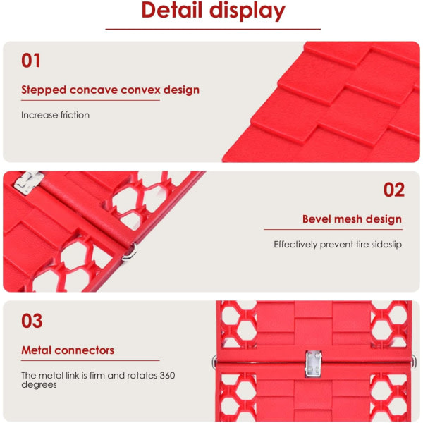 IC 1 st hopfällbar dragmatta, halkfri för bildäck nödräddningsutrustning, bilåterställningsbana vid dåligt väder