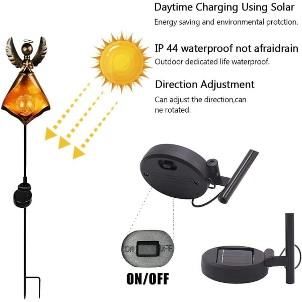 Solcellsdriven gräsmatta lampa, utsökt markljus, Cane Rod LED