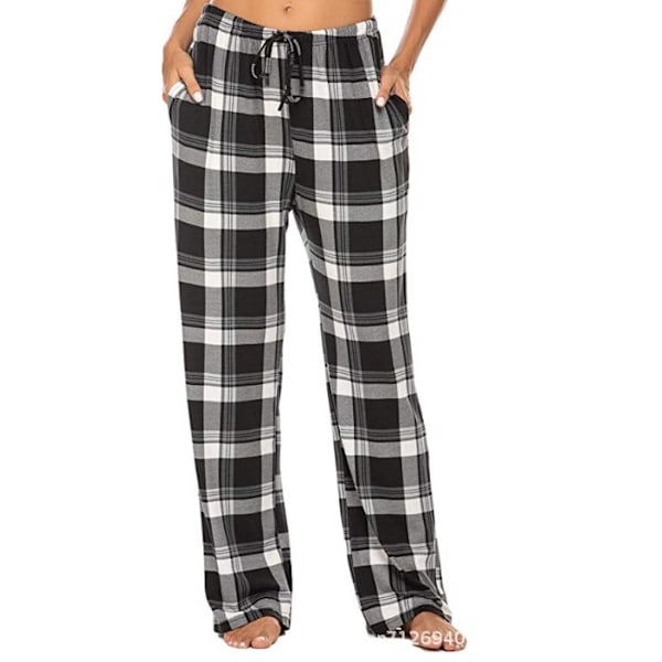Bløde flanel plaid pyjamasbukser til mænd Sort Black S