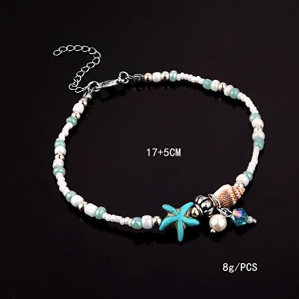 IC Vristband for kvinner, sjøstjärna Shell Foot Chain - Beads Conch Armband Smycken (beige)