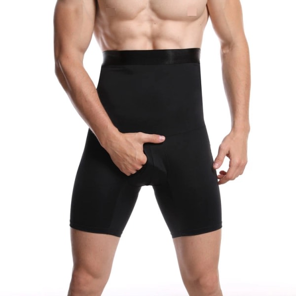Mies Magen Control Shortsit, hög midja slimmade underkläder Body Shaper Black XL