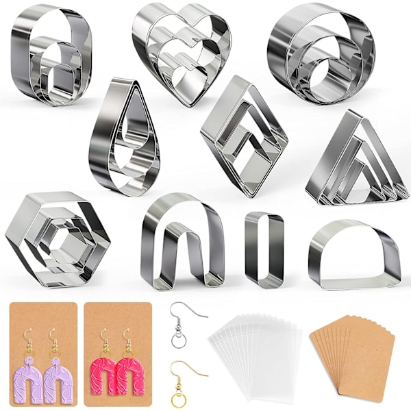 DIY leire øredobber smykker øredobber laging farget leire tilbehør med oppbevaringspose og bakside i papp F 132-piece set