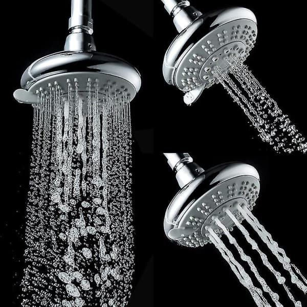 Bruseshowerhoved, femfunktions højtryksbruseshowerhoved, 4 tommer