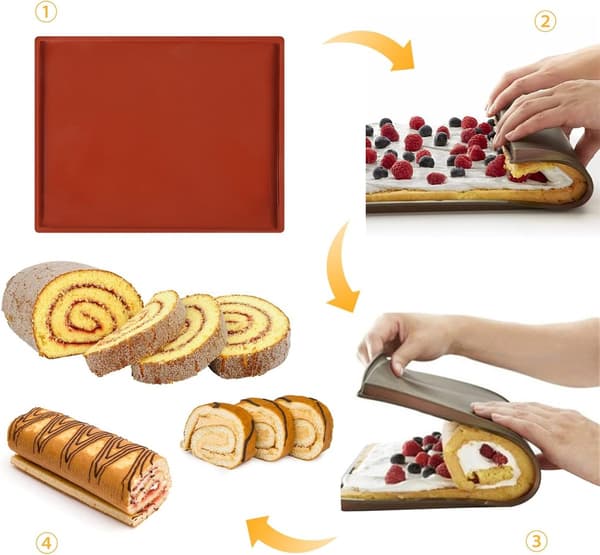 cm - Swiss Roll Mat - Flexible - Silicone Sheet - Baking Sheet - with - Non-stick - Coating - Baking Utensils - Kitchen Utensils - Suitable - Swiss Rolls
