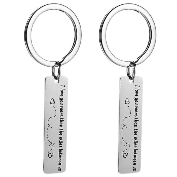 Rakastan sinua enemmän kuin mailia, jotka meitä erottavat - avaimenperät (hopea) Hopea 6.5x2.5x0.15cm IC