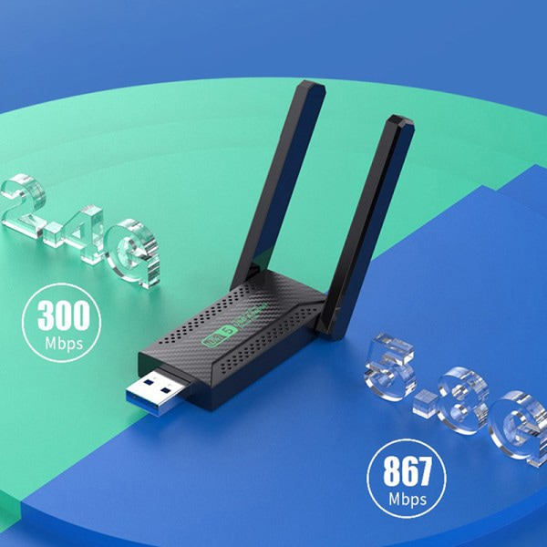Wifi-adapter Dobbelt bånd 2,4 GHz 5 GHz Wifi USB 1200 Mbps trådløs