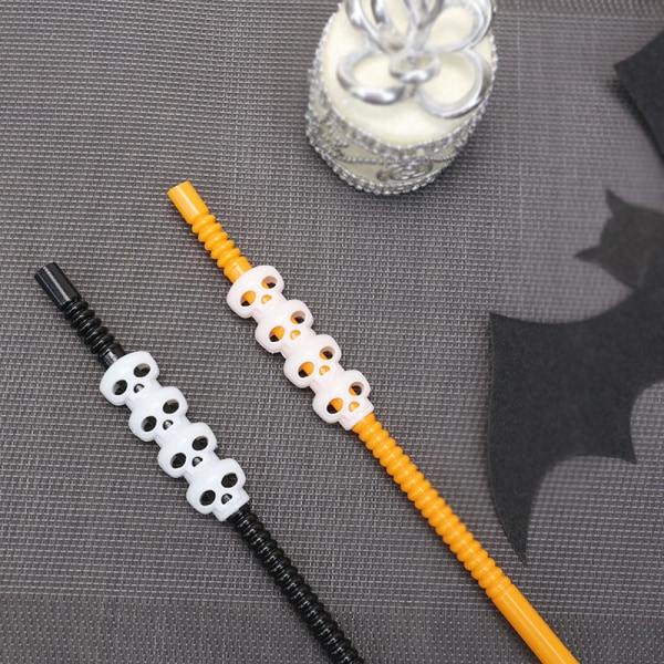IC Halloween-dekorationer, Halloween-arrangementer, Skeletsugrør, Halloween-sugrør, Sort