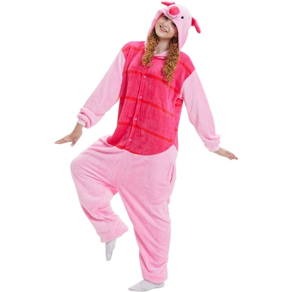 Onesies til kvinder, Onesies til voksne mænd, Pyjamas Onesies, Enhjørning, Flannels pyjamas, Dyre Onesies, 3D hættetrøjer, Halloween, Julekostumer Pig cult L