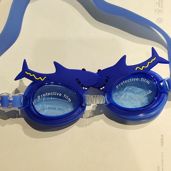 IC Badmössa och skyddsglasögon för barn, rolig badmössa och skyddsglasögon för barn och småbarn, Vattentät cap i hög elastisk silikon med anti-blå haj
