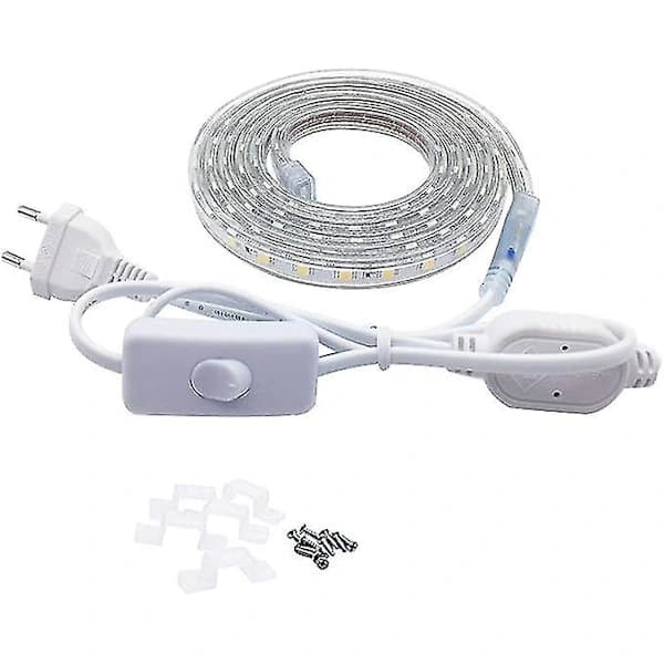 Vanntett Ip67 5050 Led-stripe Med Bryter - Varmhvit, 5m Meter