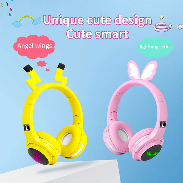 IC Trådlöst Bluetooth-headset för barn, söt Pikachu-hörlurar