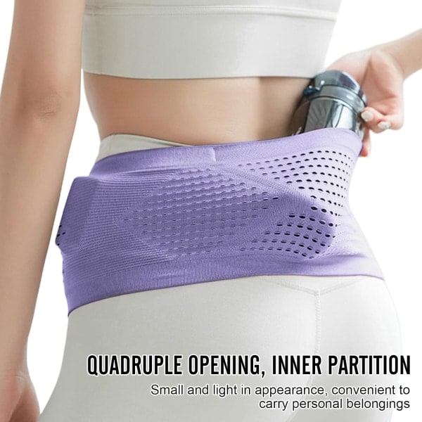 Slank Løpebelte med 4 Sikre Store Lommer, Fuktavvisende Trenings Fanny Pack, Midjeveske for Løpere, Fitness, Trening Lilla XL Purple XL
