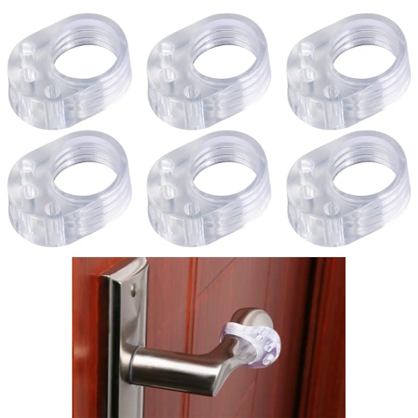 IC Dörrhandtagsbuffert - 6-delt sett klar dobbel dørstopperhåndtag - raskt og enkelt montert, beskyttet vegger og møbler