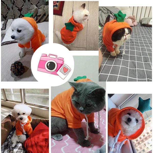 IC Kæledyrs Tøj Hund Hættetrøjer Varmt Trøje Kappe Hvalp Efterår Vintertøj Jumpsuit med Frugt Hætte, Gulerod, XXL